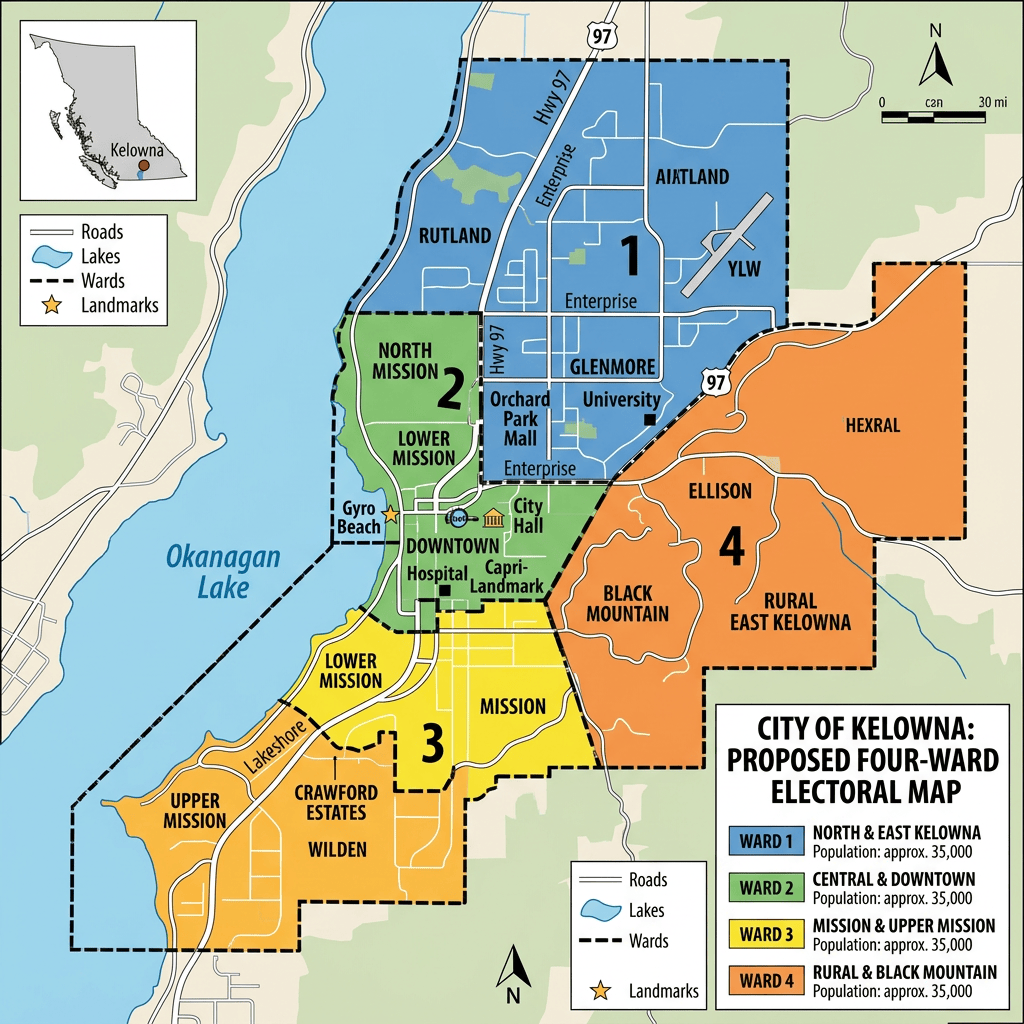 Four-ward map of Kelowna